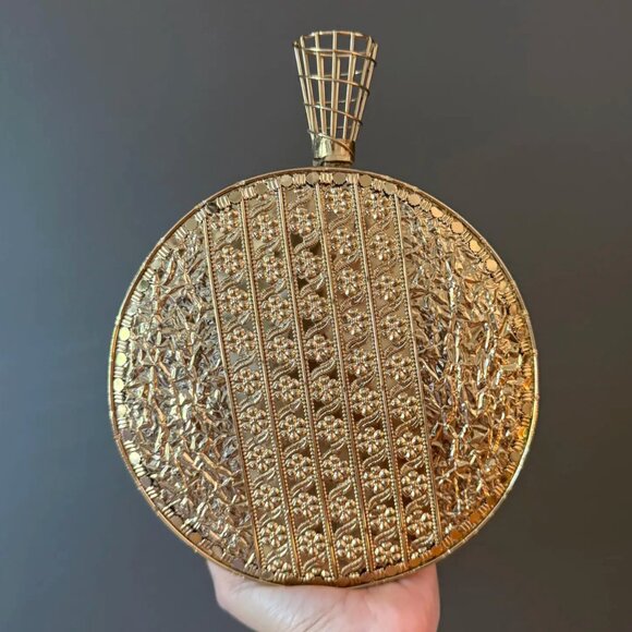 Gold Spiral Clutch | Black Evening Bag with Chain Strap - Picture 3 of 8